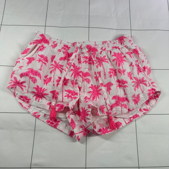 Vineyard Vines Shorts Womens Small Pink Palm Tree Print Cotton Tropical Cruise - Picture 1 of 11